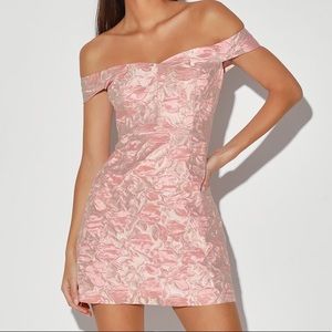 Lulu’s pink jacquard satin mini dress NWOT